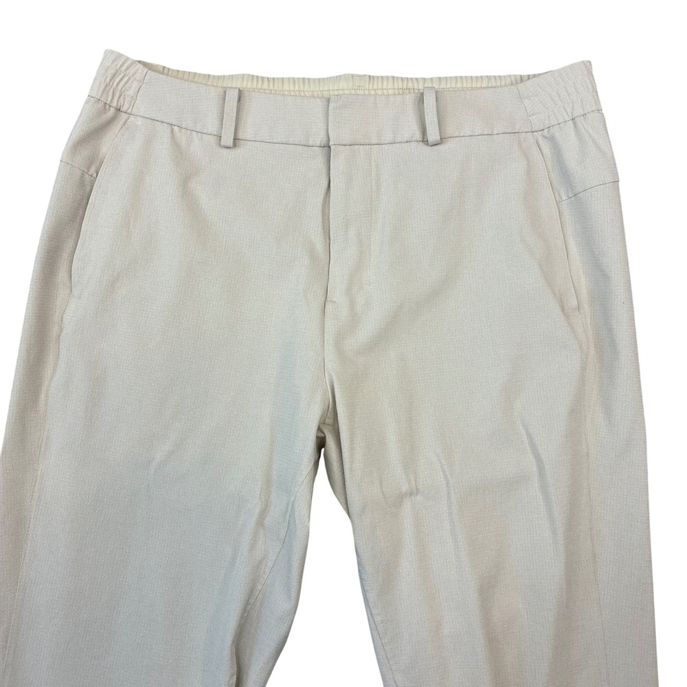 Lululemon Commission Pant Slim Mens 36 Khaki Tan Grid Texture Stretch Chino